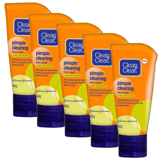 Clean & Clear Pimple Clearing Face Wash, 40g Pack of 5 KartWalk