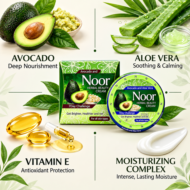 Noor Herbal Beauty Avocado & Aloe Vera Cream 30g Pack of 3