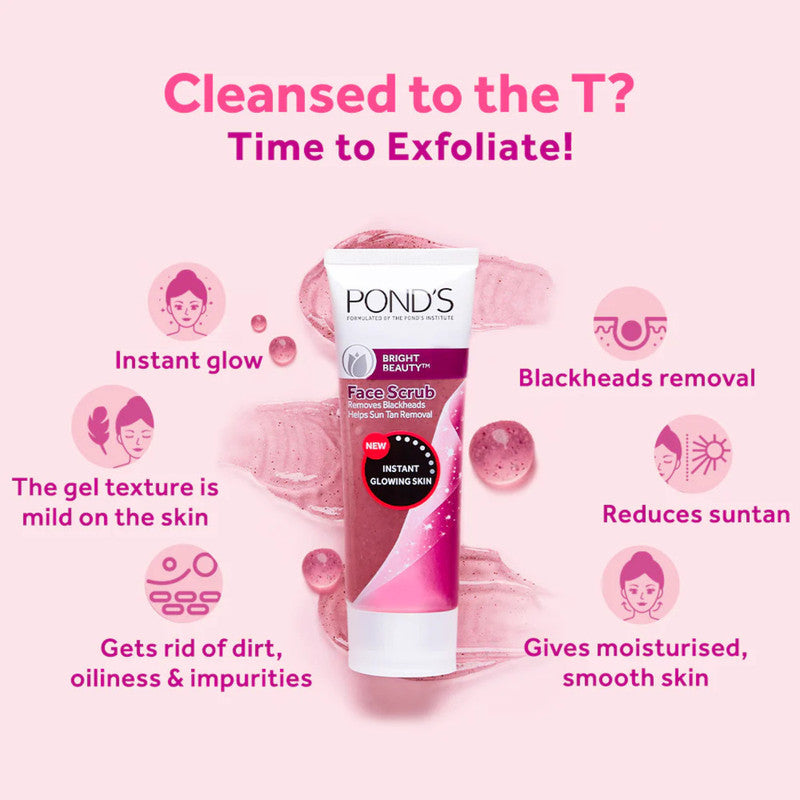 Ponds Bright Beauty Instant Glowing Skin Face Scrub 50g Pack of 4