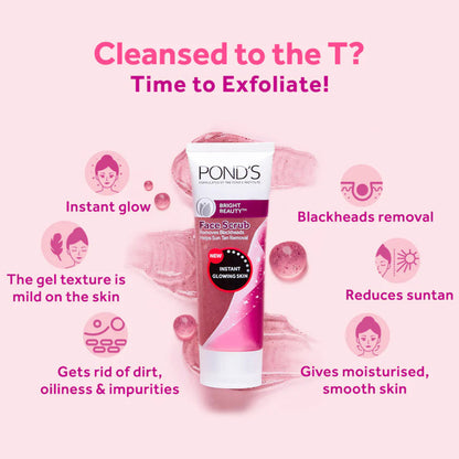 Ponds Bright Beauty Instant Glowing Skin Face Scrub 50g Pack of 4