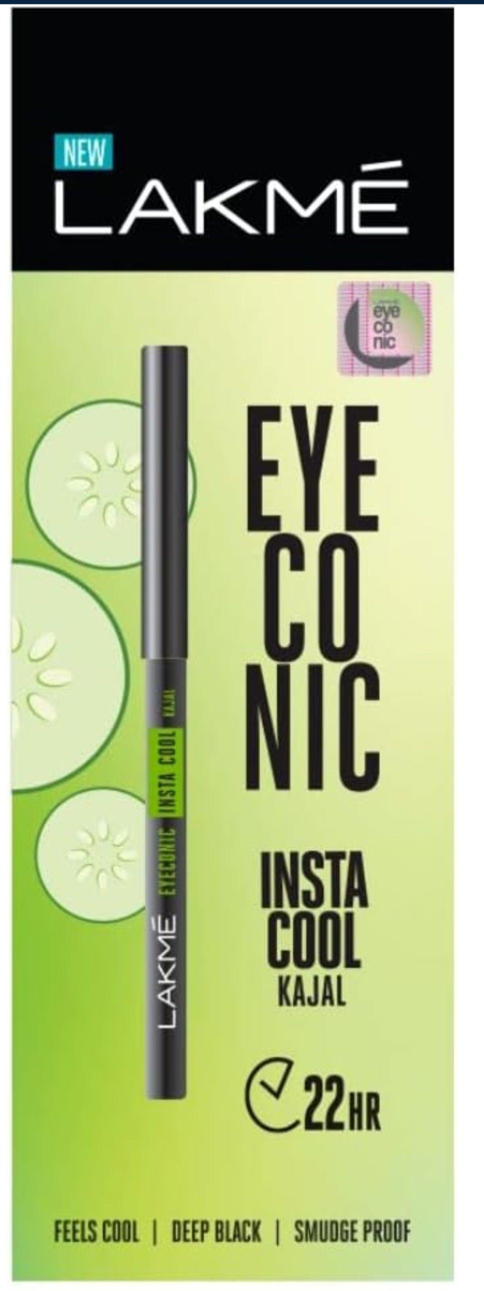 Lakme Eyeconic Insta Cool Kajal, Black Glossy, 0.35G