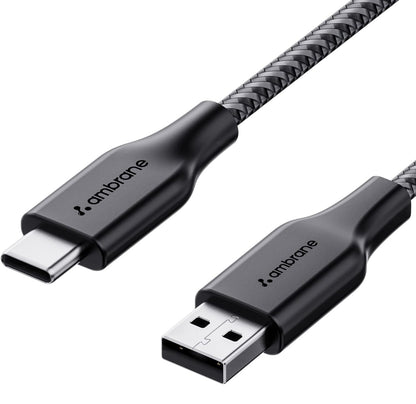 Ambrane Unbreakable 3A Fast Charging 1.5m Braided Type C Cable for Smartphones, Tablets, Laptops & other Type C devices, 480Mbps Data Sync, Quick Charge 3.0 (RCT15A, Black)