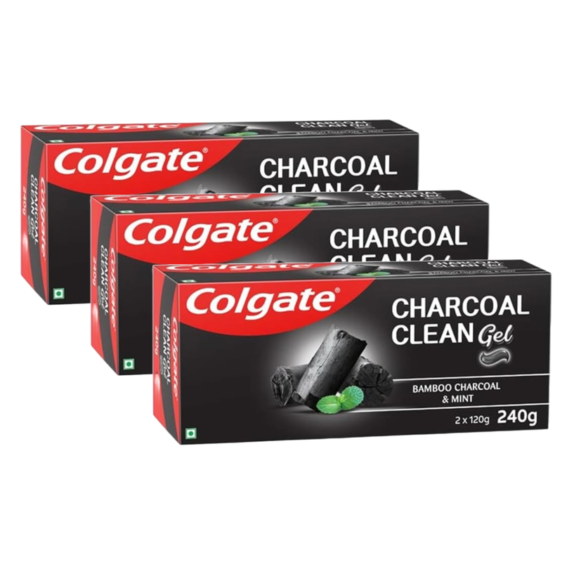 Colgate Bamboo Charcoal & Mint Clean Gel Toothpaste (2x120g) Pack of 3