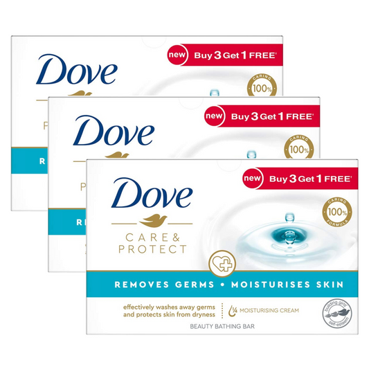 Dove Care & Protect Beauty Bathing Moisturising Skin Bar (100g X 4) Pack of 3