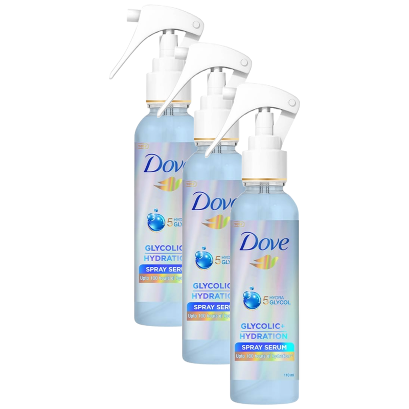 Dove Hydra Glycol Glycolic + Hydration Hair Spray Serum 110ml Pack of 3