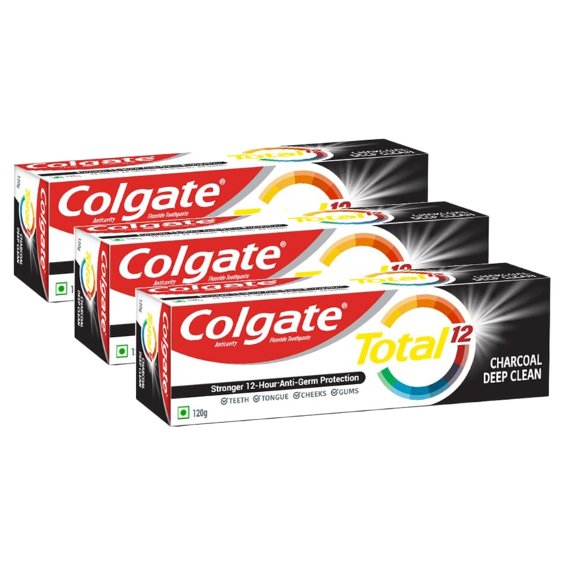 Colgate Total 12 Charcoal Deep Clean Anticavity Toothpaste 120g Pack of 3