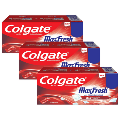 Colgate MaxFresh With Cooling Crystals 10X Spicy Fresh Toothpaste (3X150g) Pack of 3