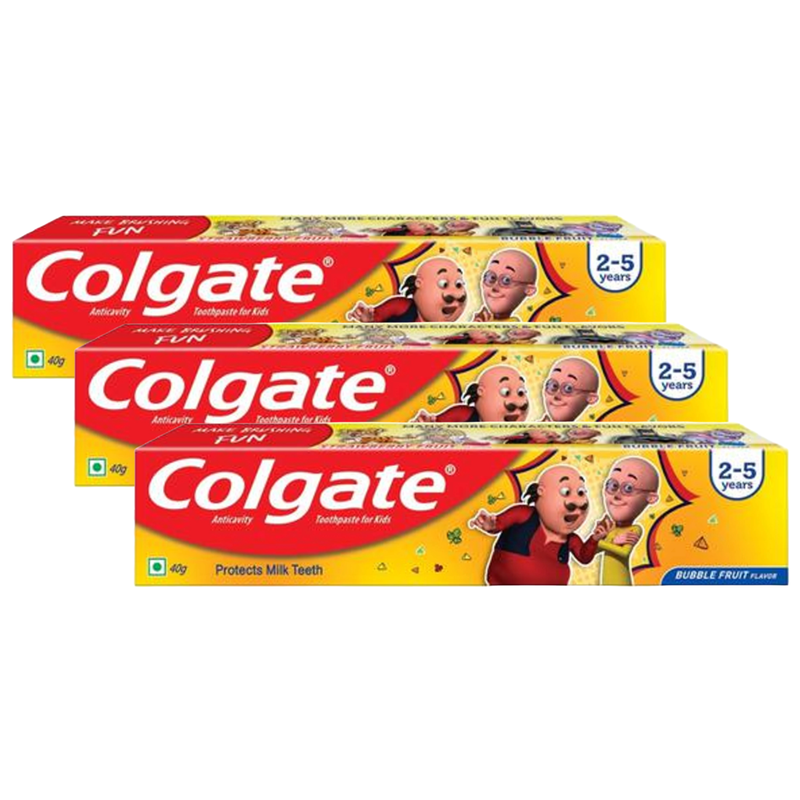 Colgate Bubbles Fruit Protects Milk Motu Patlu Anticavity Kids Toothpaste 40g Pack of 3