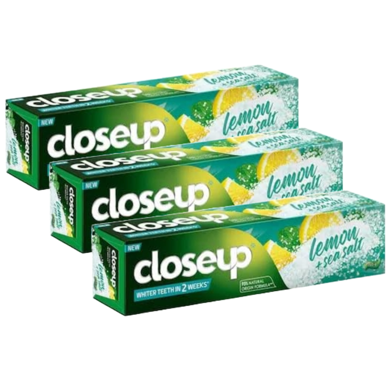 Closeup Lemon + Sea Salt Whiter Teeth Toothpaste 150g Pack of 3