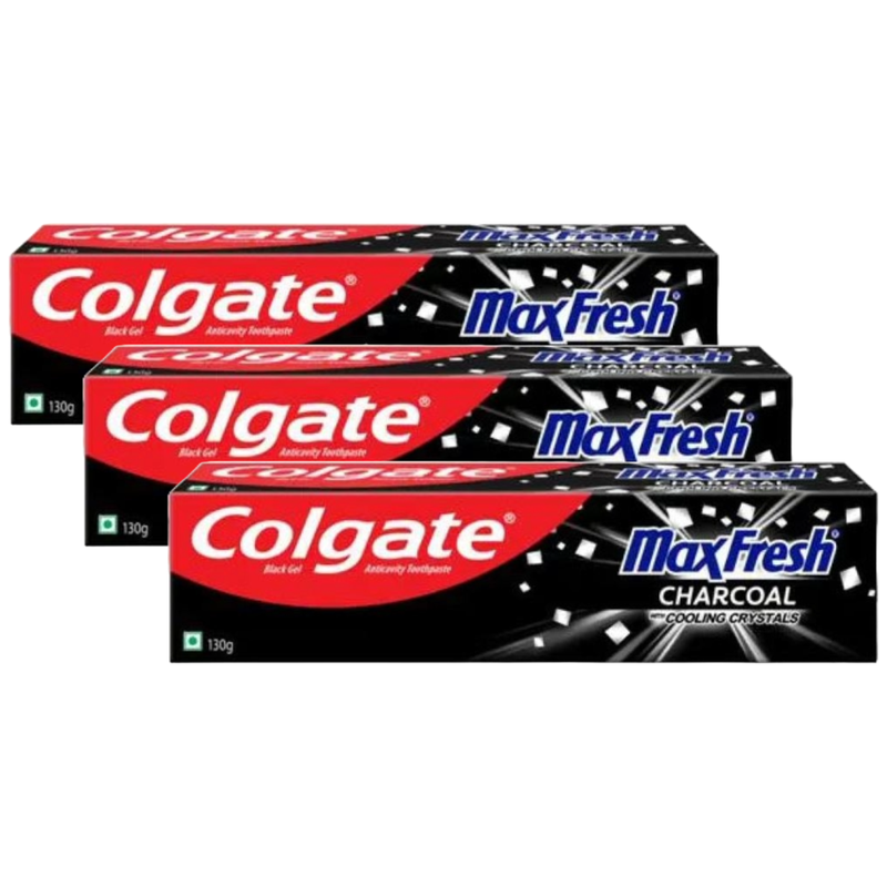 Colgate MaxFresh With Cooling Crystals 10X Charcoal Toothpaste 130g Pack of 3