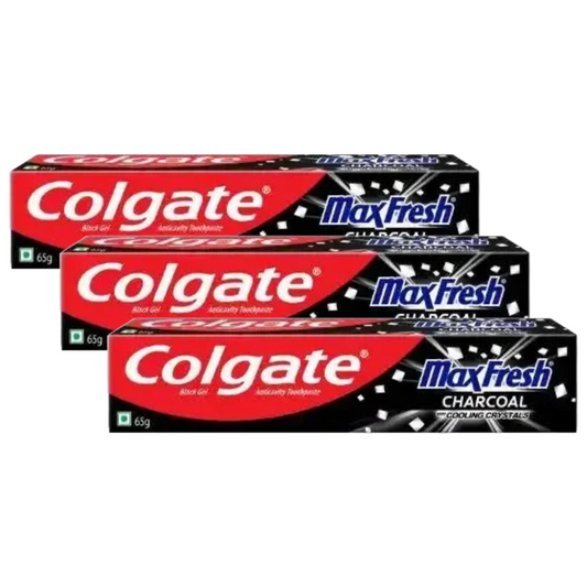 Colgate MaxFresh With Cooling Crystals 10X Charcoal Toothpaste 65g Pack of 3