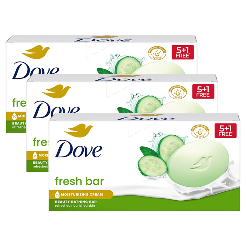 Dove Fresh Moisture Beauty Bathing Bar (75g X 6) Pack of 3