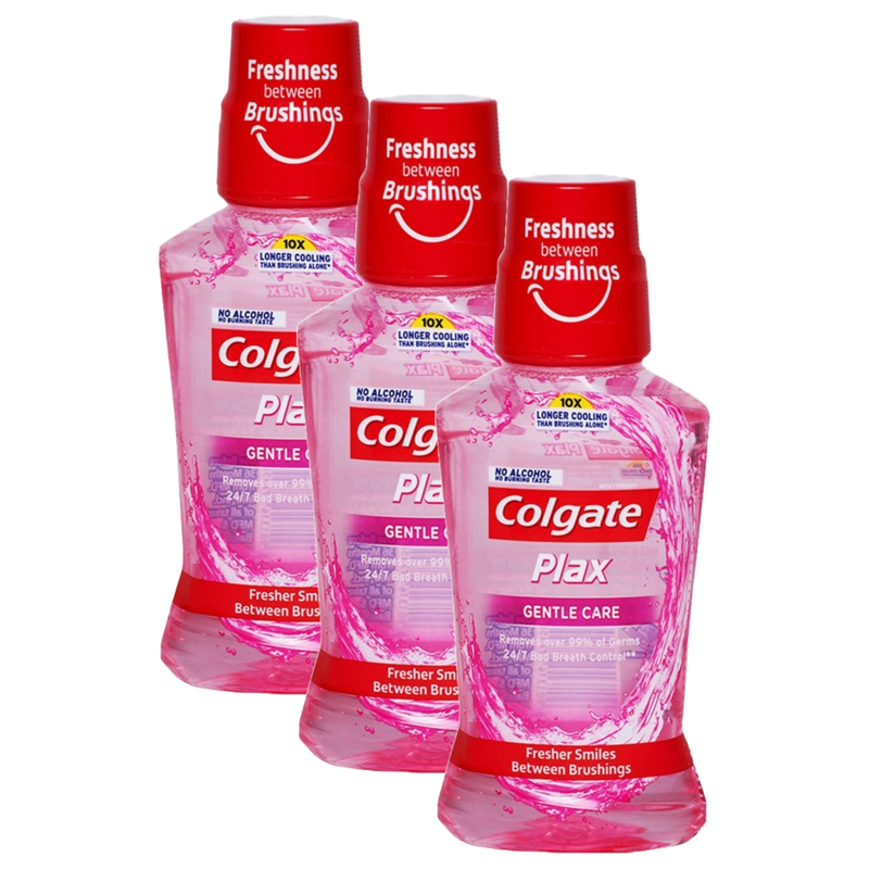 Colgate Plax Longer Cooling 10X Gentle Care Mouthwash 250ml Pack of 3