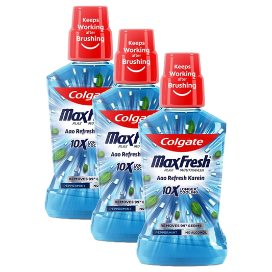 Colgate MaxFresh Longer Cooling 10X Peppermint Mouthwash 250ml Pack of 3