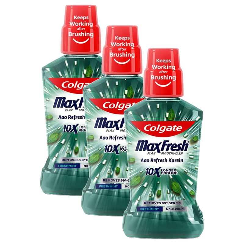 Colgate MaxFresh Longer Cooling 10X Freshmint Mouthwash 250ml Pack of 3