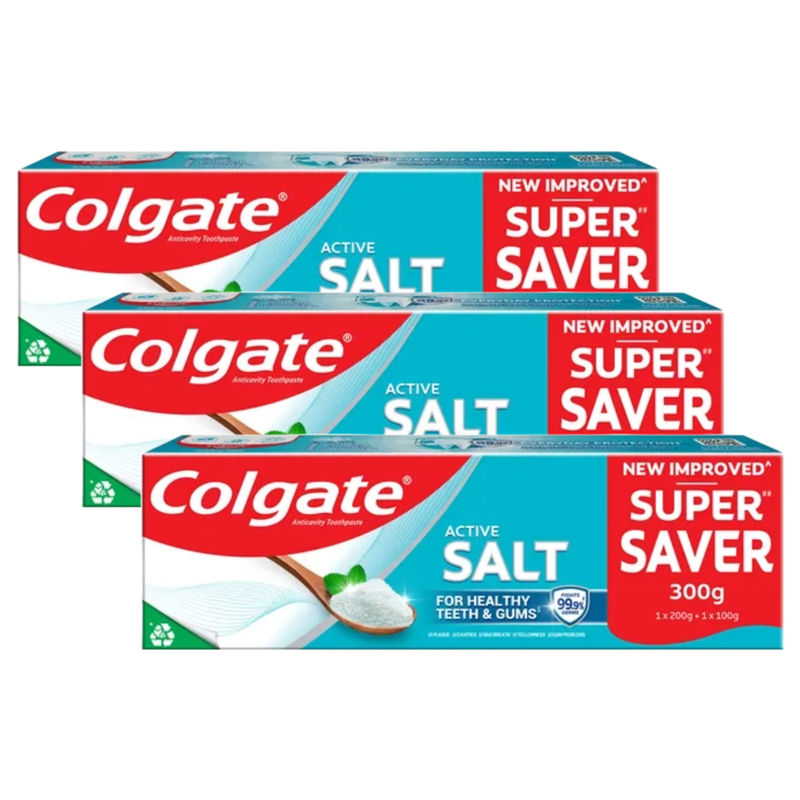 Colgate Active Salt Anticavity Healthy Teeth & Gums Toothpaste 300g Pack of 3