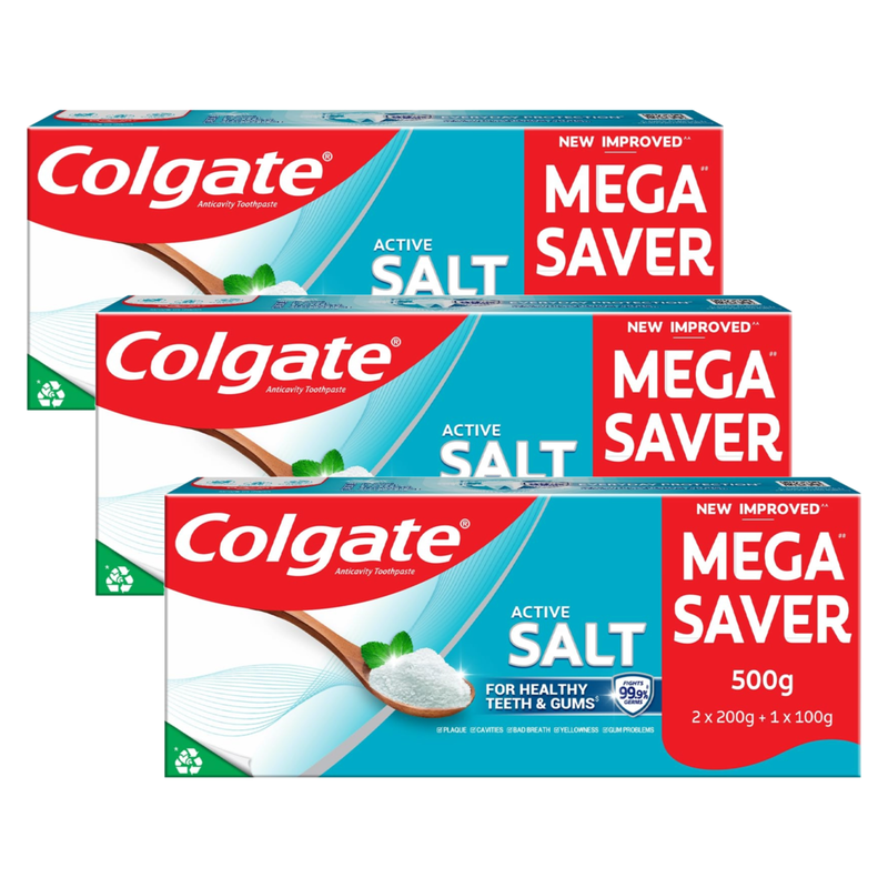 Colgate Active Salt Anticavity Healthy Teeth & Gums Toothpaste 500g Pack of 3