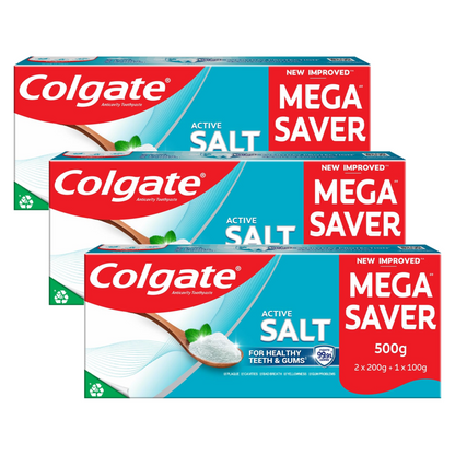 Colgate Active Salt Anticavity Healthy Teeth & Gums Toothpaste 500g Pack of 3