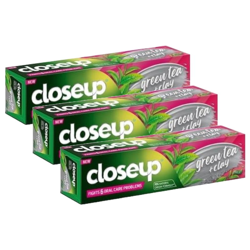 Closeup Green Tea + Clay Fights 6 Oral Care Toothpaste 150g Pack of 3