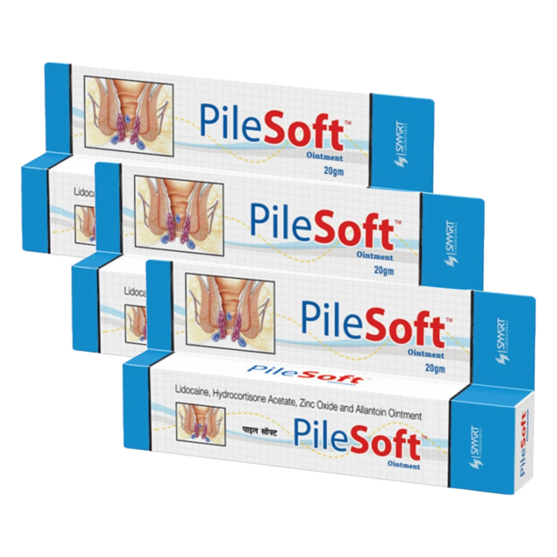 Pilesoft Hydrocortisone Acetate Zinc Oxide & Allantoin Ointment 20g Pack of 3