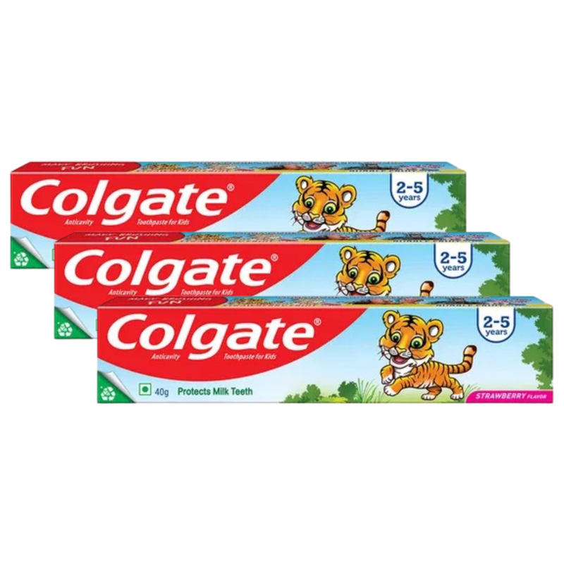 Colgate Strawberry Protects Milk Tiger Anticavity Kids Toothpaste 40g Pack of 3