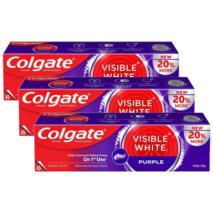 Colgate Visible White Purple Anticavity Toothpaste 100g Pack of 3