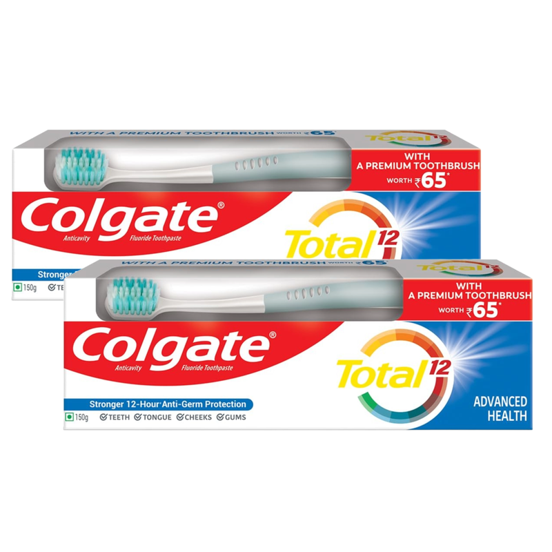 Colgate Advanced Health Anticavity Toothpaste + ToothBrush 150g Pack of 2