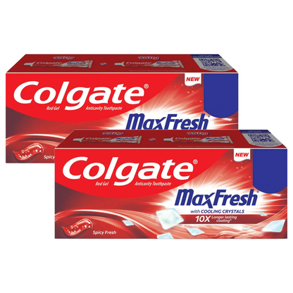 Colgate MaxFresh With Cooling Crystals 10X Spicy Fresh Toothpaste (3X150g) Pack of 2