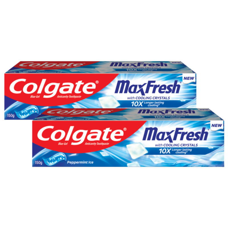 Colgate MaxFresh With Cooling Crystals 10X Peppermint Ice Toothpaste 150g Pack of 2