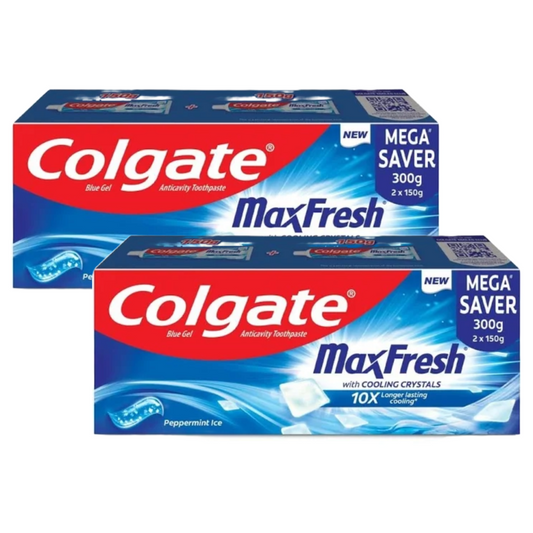 Colgate MaxFresh With Cooling Crystals 10X Peppermint Ice Toothpaste (2X150g) Pack of 2