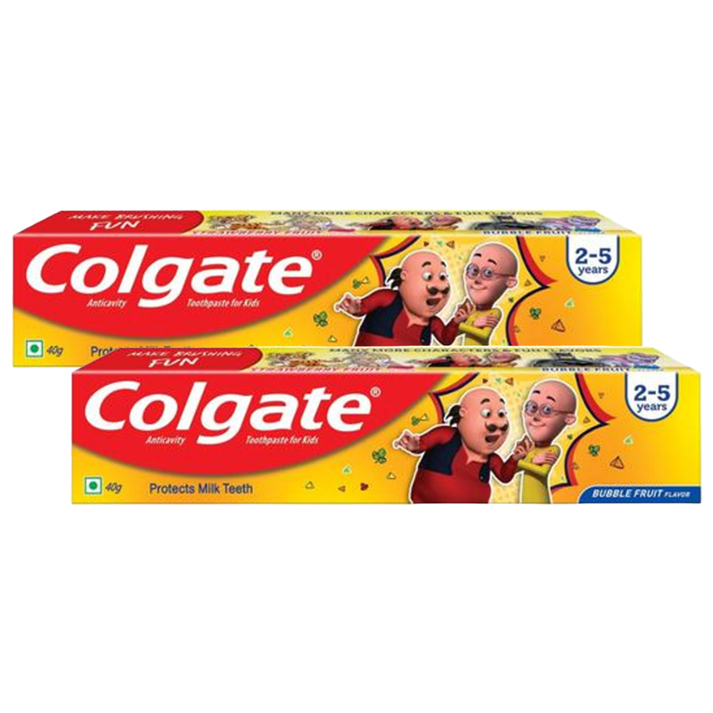 Colgate Bubbles Fruit Protects Milk Motu Patlu Anticavity Kids Toothpaste 40g Pack of 2