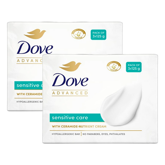 Dove Advanced Sensitive Care Ceramide-Nutrient Cream Bar (125g X 3) Pack of 2