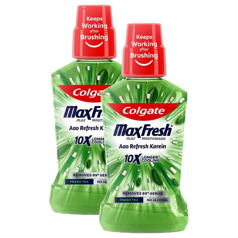 Colgate MaxFresh Longer Cooling 10X Fresh Tea Mouthwash 250ml Pack of 2