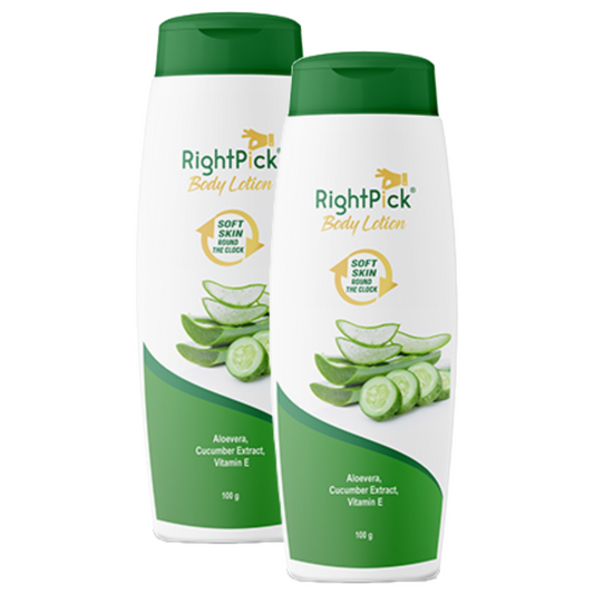 RightPick Aloevera Cucumber Extract, Vitamin E Body Lotion 100g Pack of 2