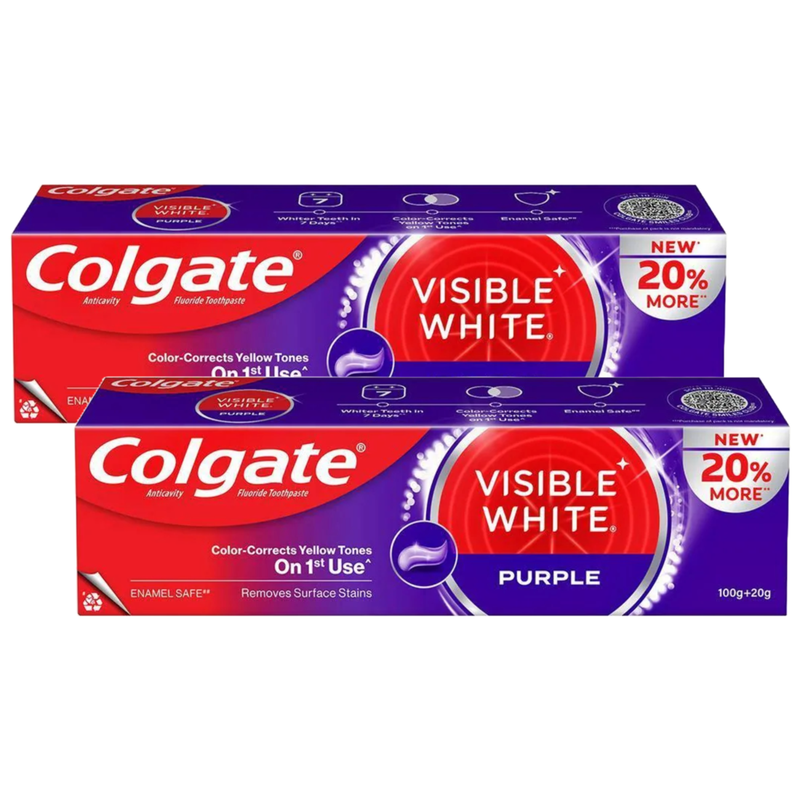 Colgate Visible White Purple Anticavity Toothpaste 100g Pack of 2