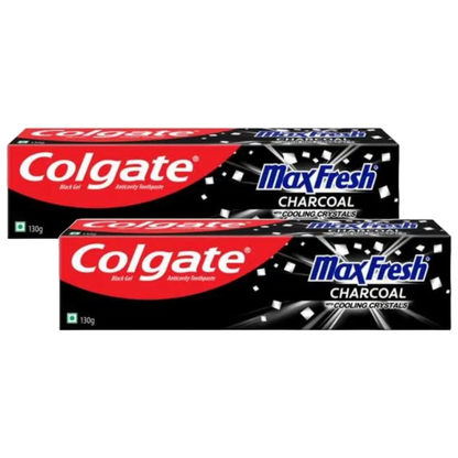 Colgate MaxFresh With Cooling Crystals 10X Charcoal Toothpaste 130g Pack of 2