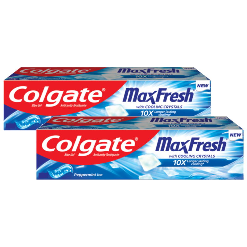 Colgate MaxFresh With Cooling Crystals 10X Peppermint Ice Toothpaste 70g Pack of 2