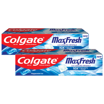 Colgate MaxFresh With Cooling Crystals 10X Peppermint Ice Toothpaste 70g Pack of 2