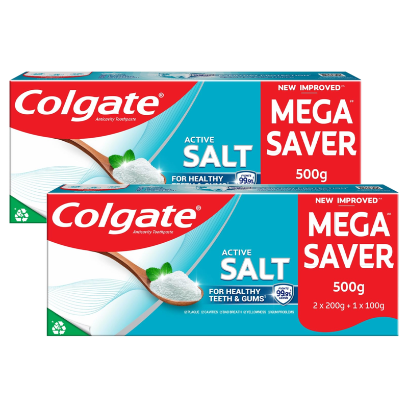 Colgate Active Salt Anticavity Healthy Teeth & Gums Toothpaste 500g Pack of 2