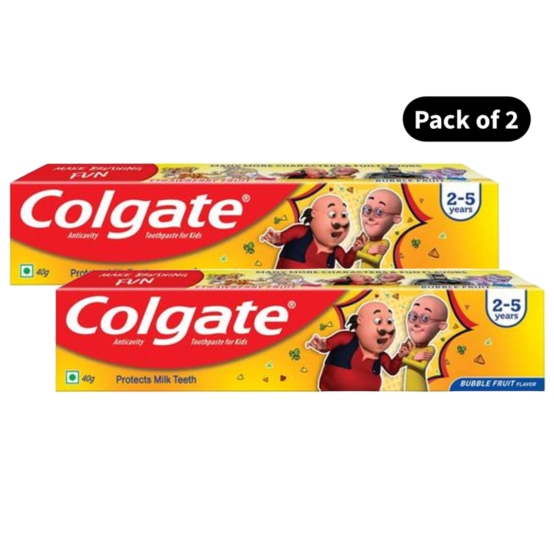 Colgate Bubbles Fruit Protects Milk Motu Patlu Kids Toothpaste (40gm)(Pack of 2)