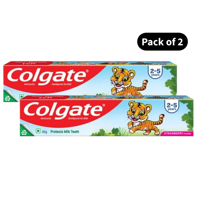 Colgate Strawberry Protects Milk Tiger Kids Toothpaste (40gm)(Pack of 2)