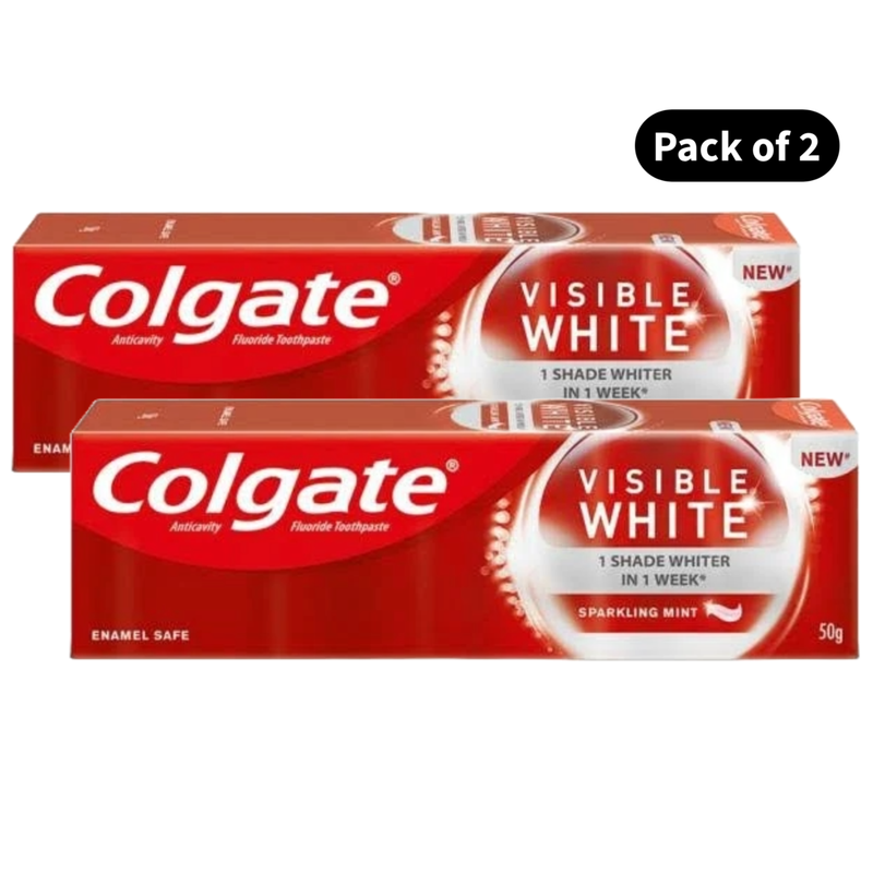 Colgate Visible White Sparkling Mint Toothpaste (50gm)(Pack of 2)