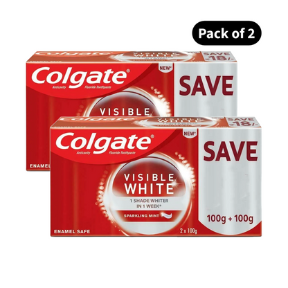 Colgate Visible White Sparkling Mint Toothpaste (2X100gm)(Pack of 2)