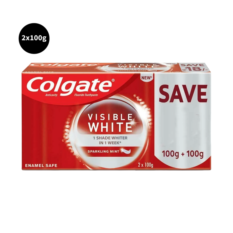 Colgate Anticavity Toothpaste Visible White Sparkling Mint (2X100gm)