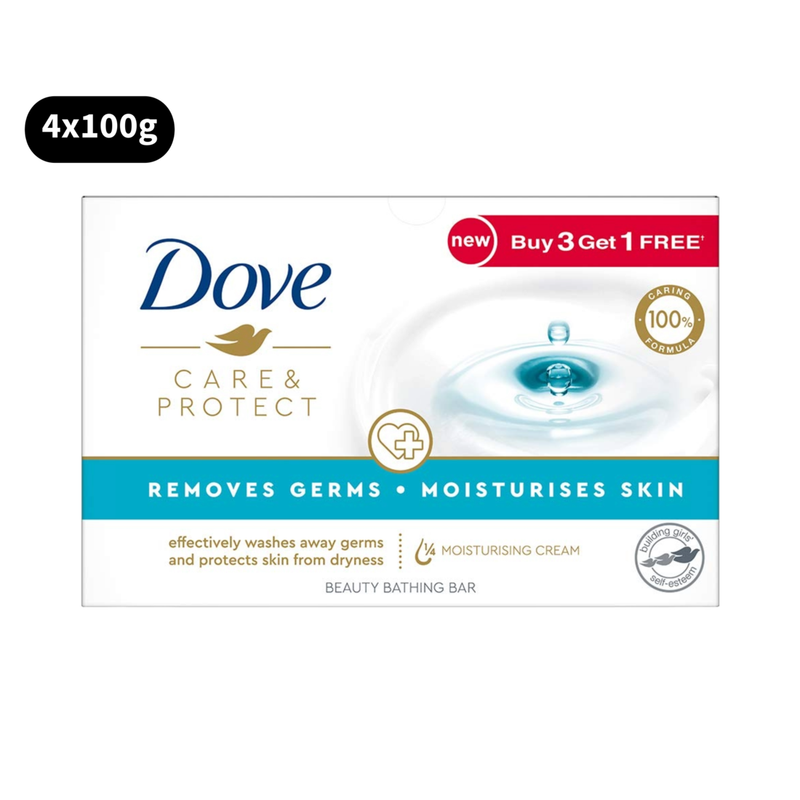 Dove Moisturising Skin Bar Care & Protect Beauty Bathing (100gm X 4)