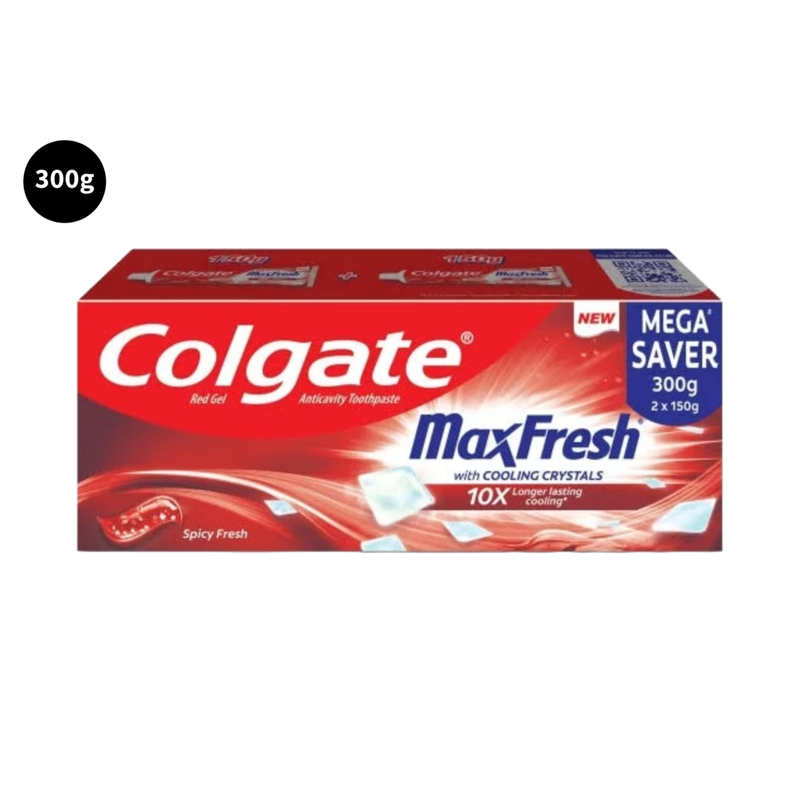 Colgate Spicy Fresh MaxFresh With Cooling Toothpaste Crystals 10X (2X150gm)