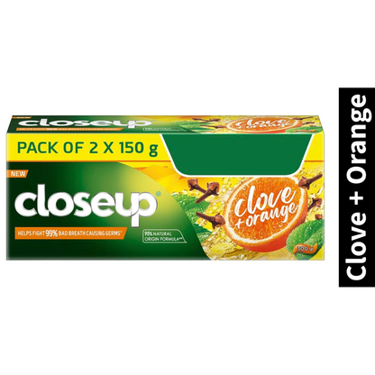 Helps Fight 99% Closeup Clove + Orange Toothpaste (150g x 2)