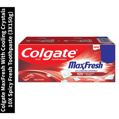 MaxFresh With Cooling Crystals 10X Colgate Spicy Fresh Toothpaste (3X150g)