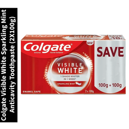 Visible White Sparkling Mint Colgate Anticavity Toothpaste (2X100g)