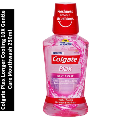 Plax Longer Cooling 10X Colgate Gentle Care Mouthwash 250ml